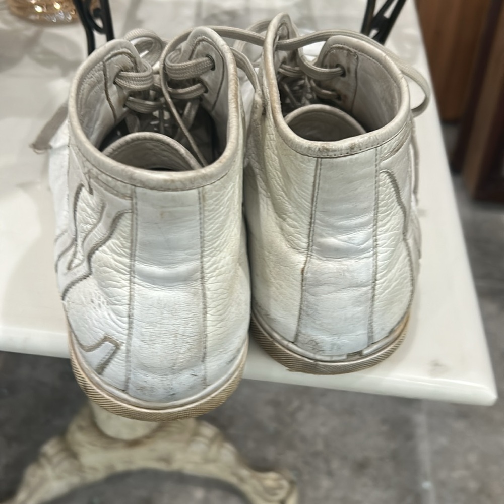 Louis Vuitton White High-Top Sneakers‎ with Leather Upper need repair GO OO49 - Picture 6 of 10